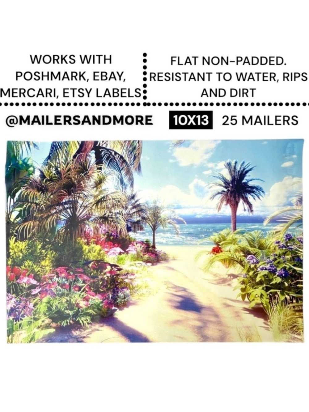 25 10X13 Poly Mailers Road to the Beach, Shipping Envelopes PRICE IS FIRM - Picture 2 of 13